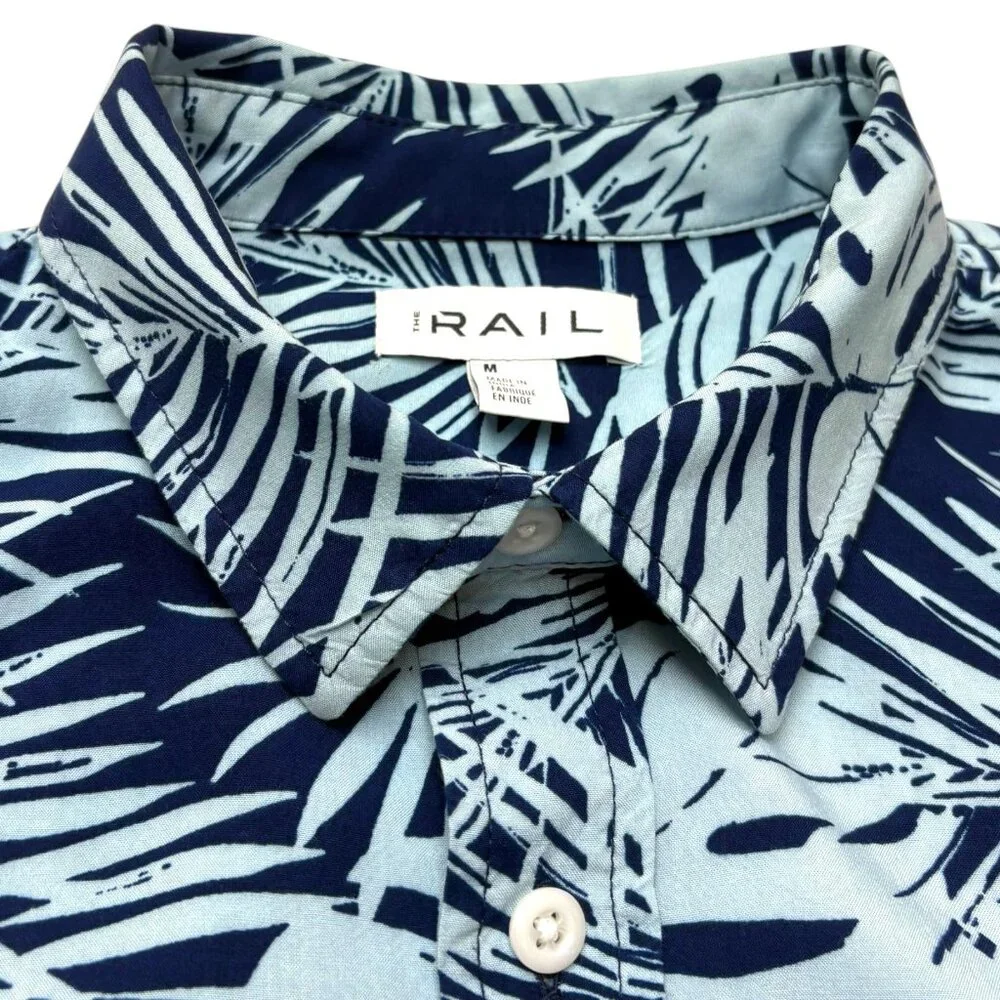 The Rail Blue Rayon Tropical Print‎ Button Down Hawaiian Shirt